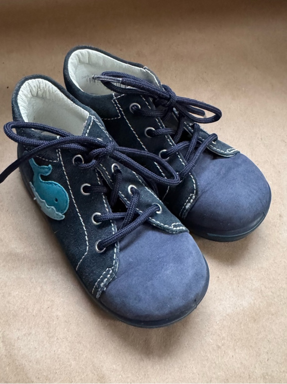 Hush Puppies Navy Blue Nubuck Leather Whale Lace Up Shoes. EU 24/Toddler 8